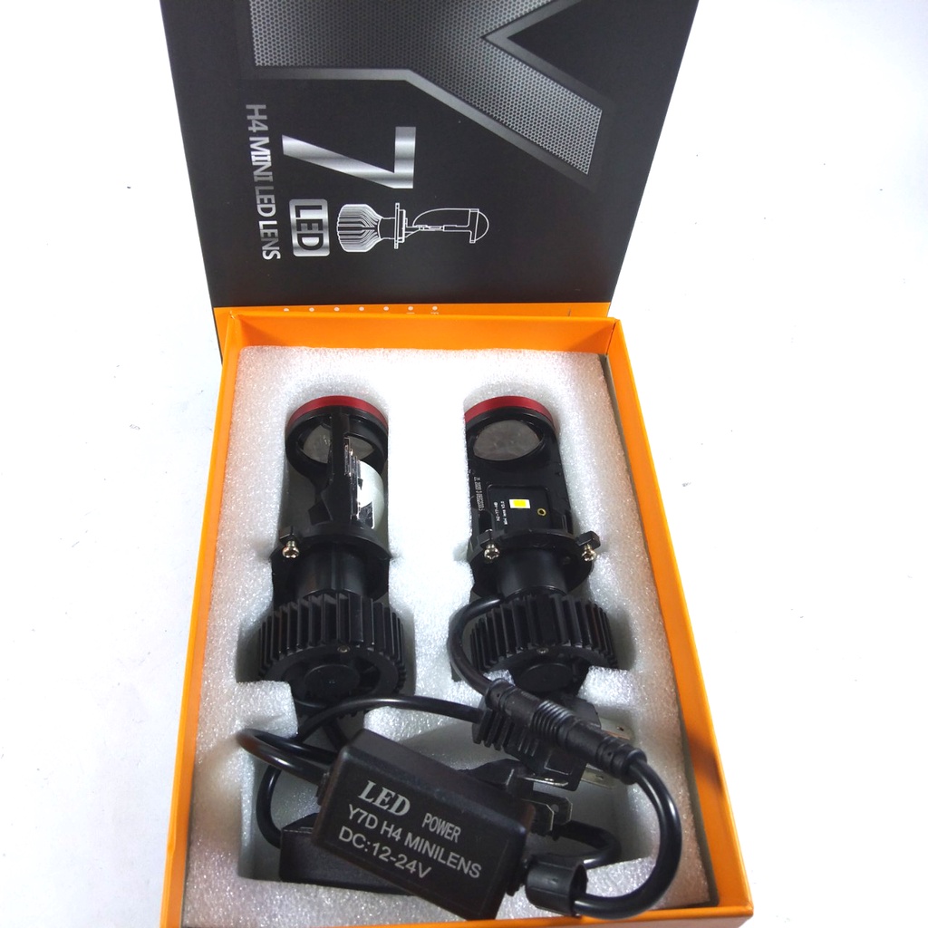Đèn pha LED cao cấp Y7D-H4 cho Ô tô, xe máy. Ánh sáng RỘNG, đường cắt LAZER SẮC NÉT