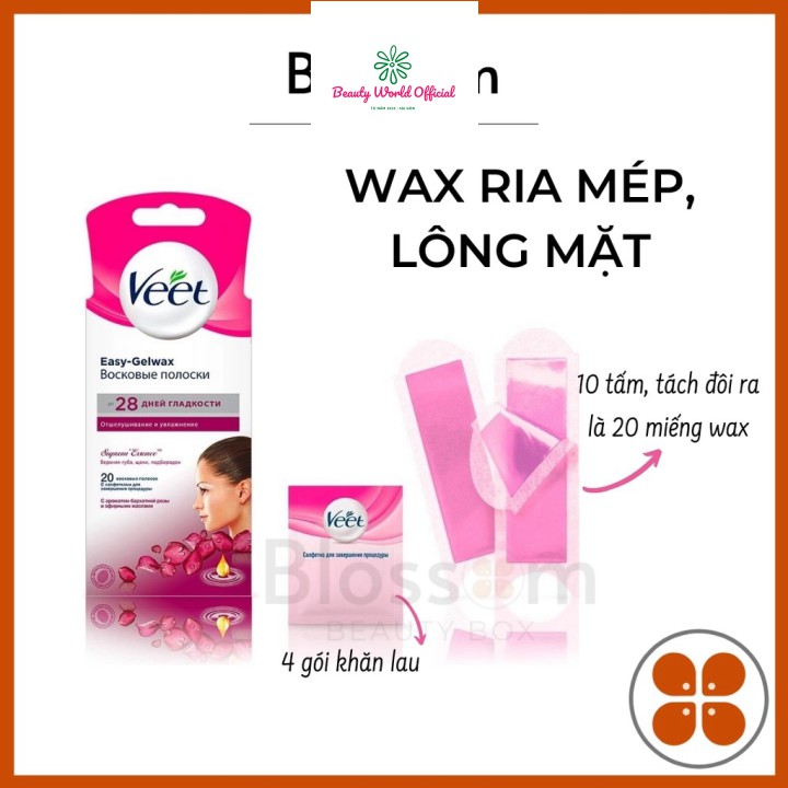 Wax VEET triệt lông mặt và tẩy ria mép bằng giấy hiệu quả