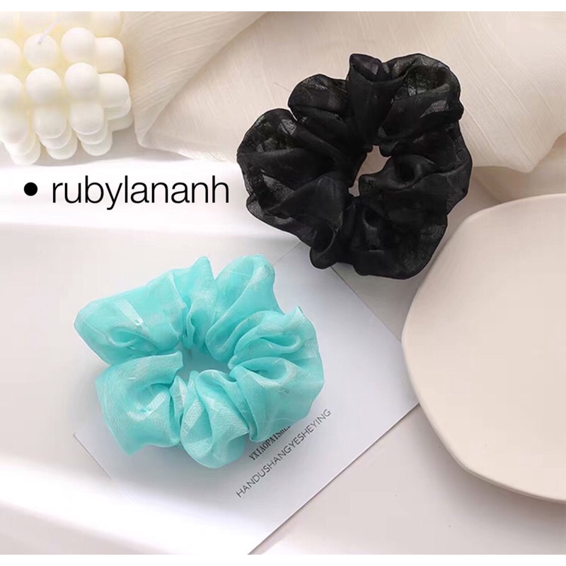 dây buộc tóc scrunchies voan mây cực phồng xinh