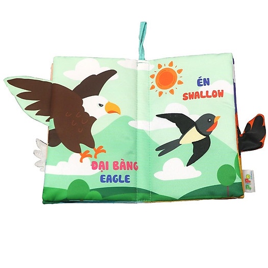 Sách vải PiPoVietnam đoán đuôi, song ngữ Anh - Việt - Vương Quốc Loài Chim -Kích thích trí thông minh tưởng tượng cho bé