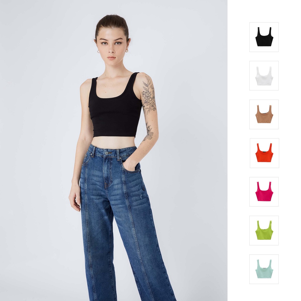 Áo Croptop Nữ Basic Sleeveless Bend , Chất Vải Borip Thun Thoải Mái , WC000121 ,SOMEHOW