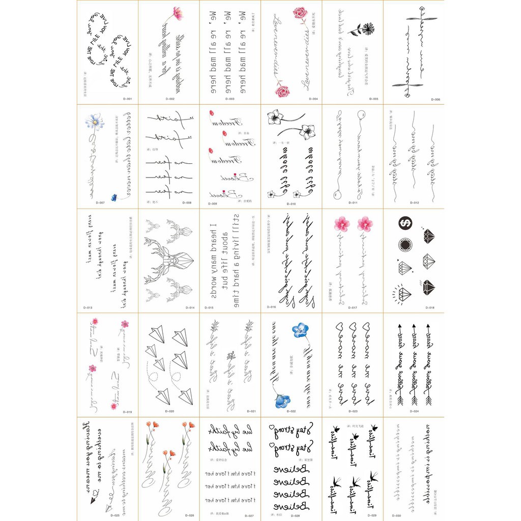 Hình xăm dán  tatoo chống thấm nước, Miếng dán xăm giả nhiều mẫu, dán lưng, vai, ngực, hông cá tính K017