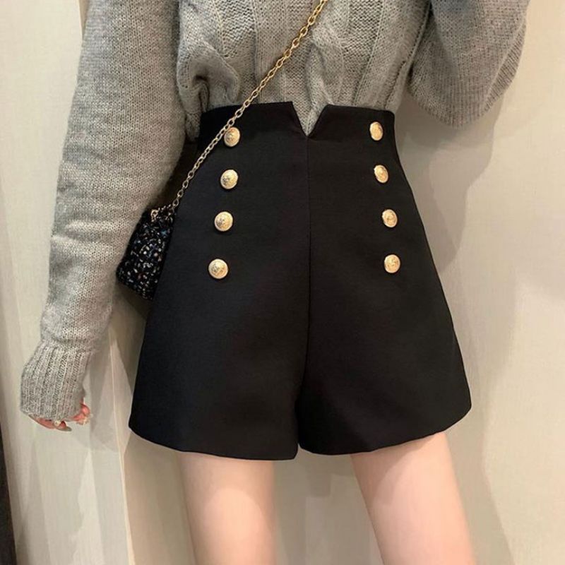 Quần short ngắn ZARA xuất xịn nhung đen 6 khuy lưng cao