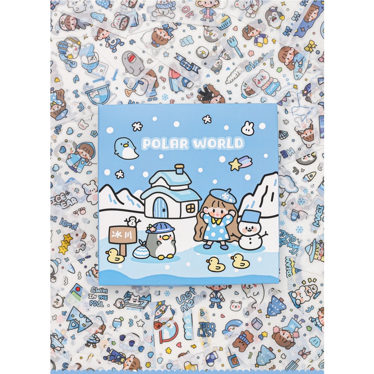 Bộ 100 Miếng Dán Trang Trí Hộp Quà Bằng PVC Thiết Kế Sáng Tạo Diy