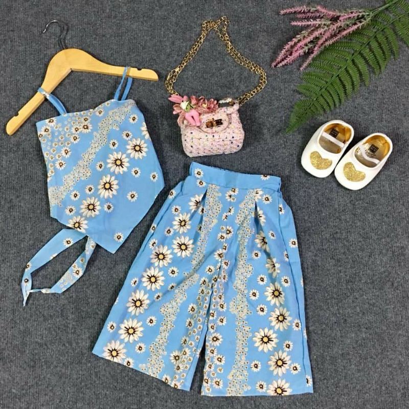 [FREESHIP ĐƠN 50K],[ẢNH THẬT] Bộ Đồ Lụa Mặc Nhà Cho Bé Hoa Cúc Xinh Xắn Hàng Thiết Kế Minmi's Baby Kids SB008