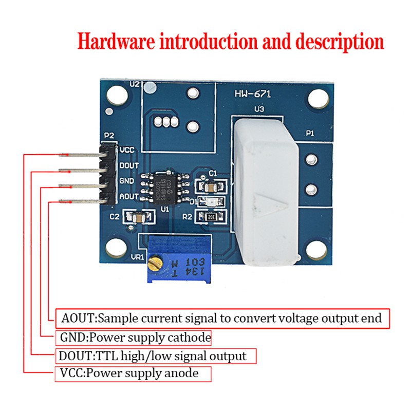 Dc Mô Đun Cảm Biến Dòng Điện wcs1800 5v 35a