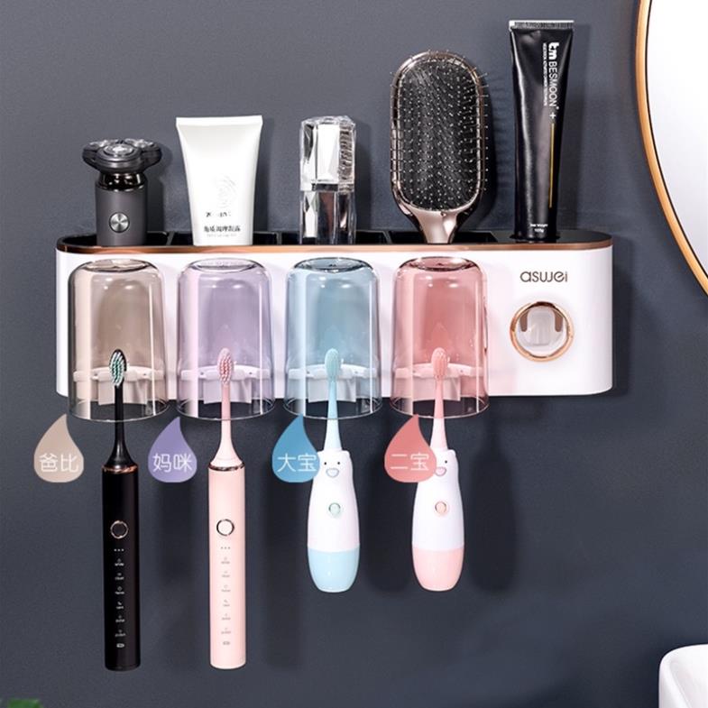 [5⭐]Kệ nhà tắm dán tường, kệ để đồ nhà tắm đa năng ASWEI màu hồng baby dán tường siêu chắc