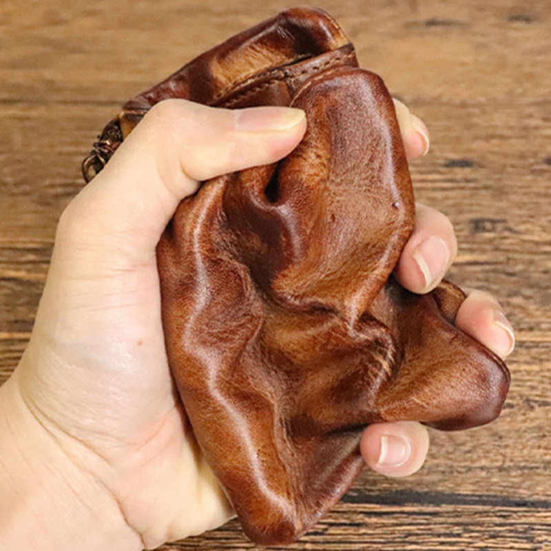Ví Da Bò Mềm Nhiều Ngăn Đựng Thẻ Có Khóa Kéo Phong Cách Vintage