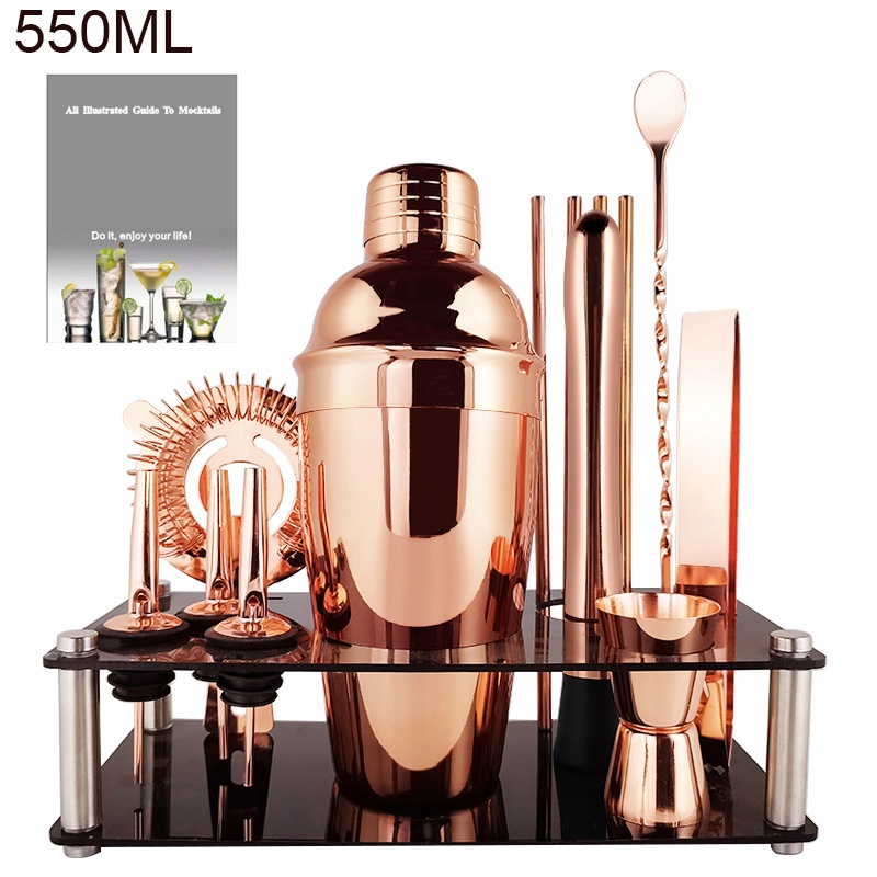Set 3-14 Bình Lắc Cocktail Màu Vàng Hồng / Đen / Bạc / Vàng Bằng Inox 800 / 600ml 550ml Dành Cho Bartender