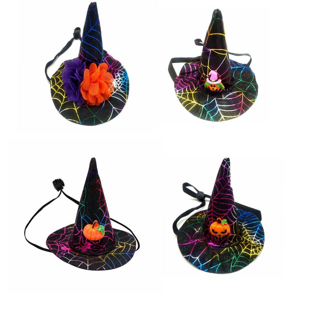 AUGUSTINA Mũ Phù Thủy Họa Tiết Dơi Bí Ngô Sáng Tạo Có Thể Điều Chỉnh Cho Thú Cưng