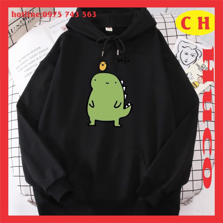 Áo hoodie khủng long Hi form thụng nam nữ, lót lông nhẹ, hodi nam nữ giá rẻ nhất thị trường unisex freesize ulzzang ❤