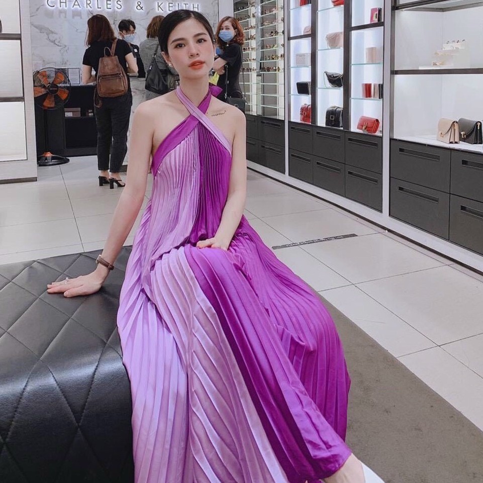 Đầm Maxi Phi Lụa Phối Màu Đi Biển Du Lịch Chụp Ảnh Sống Ảo Bin Sports MA019