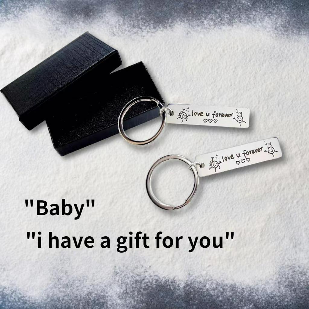 Móc Chìa Khóa Khắc Chữ Love You Forever Bằng Thép Không Gỉ Kèm Hộp Quà Tặng Độc Đáo