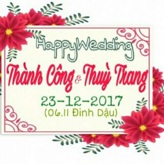 Decal dán chai nước tiệc cưới 3m bế [Hàng đặt trước]