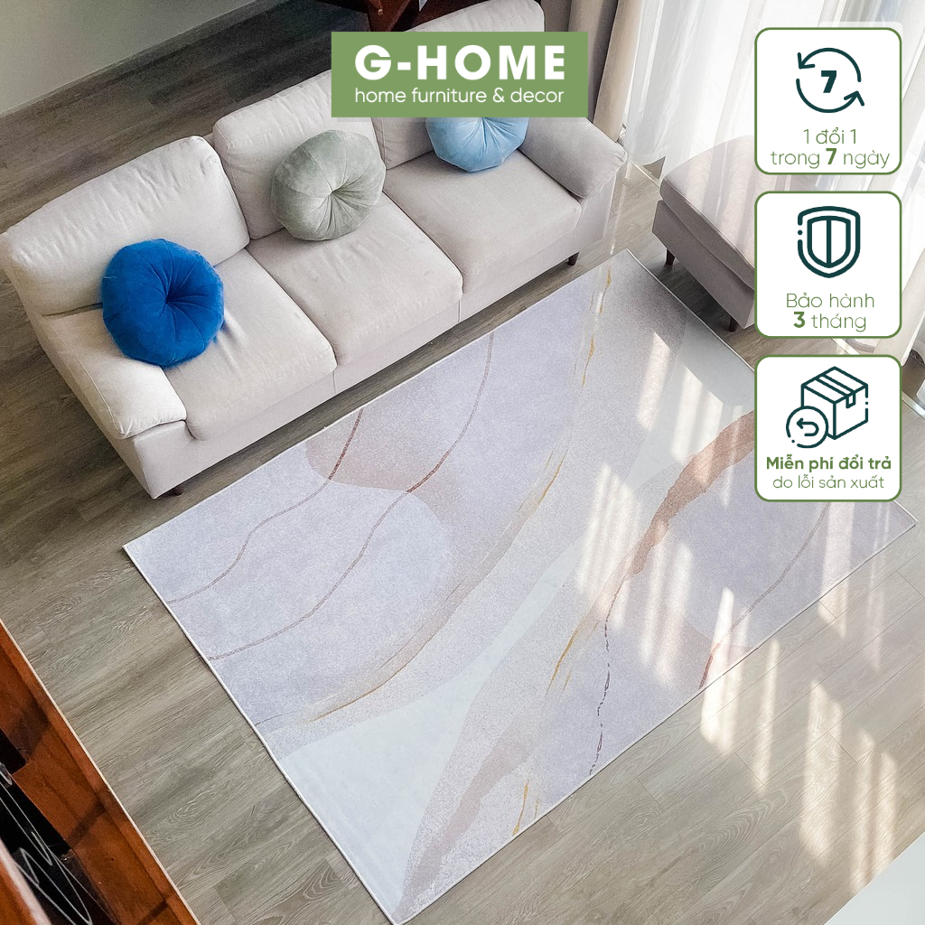 Thảm trải sàn phòng khách Ghome chất nhung nỉ cao cấp hình chữ nhật hiện đại sang trọng TS04