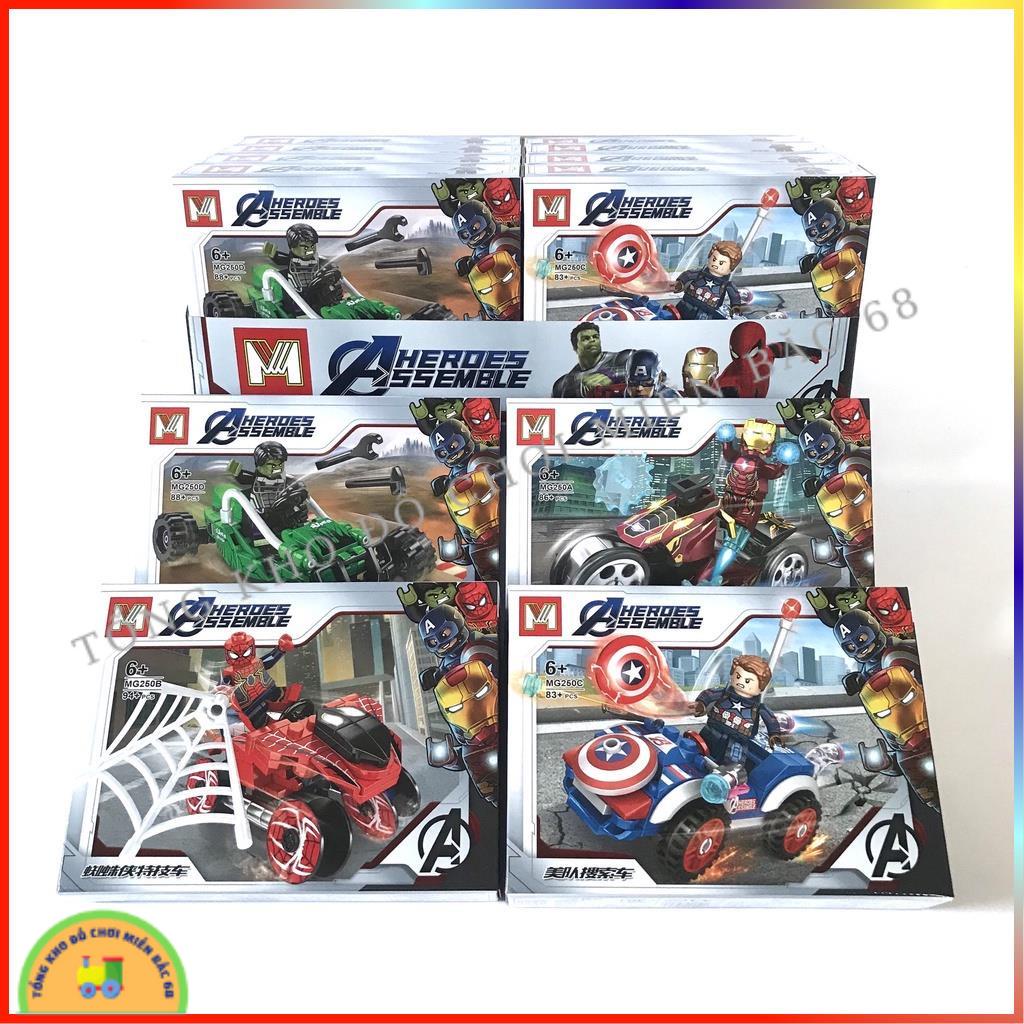 Đồ chơi lắp ráp xếp hình lego siêu anh hùng MG250 người sắt ironman người nhện spiderman captain america Green man