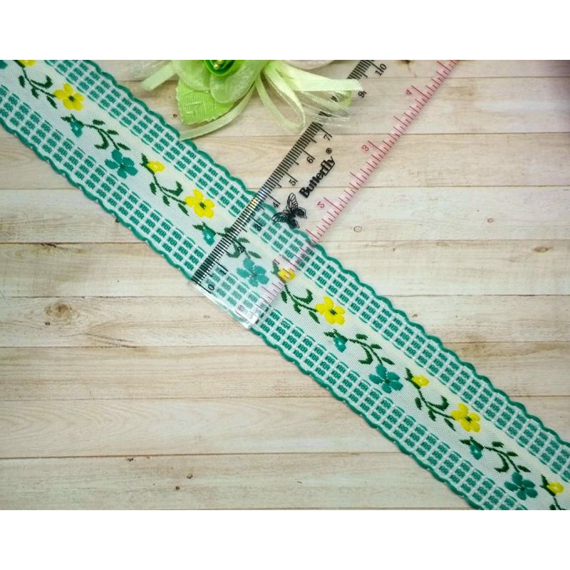 Cuộn Dây Ruy Băng Cotton Thêu Họa Tiết Nhiều Màu Sắc 3.8cm