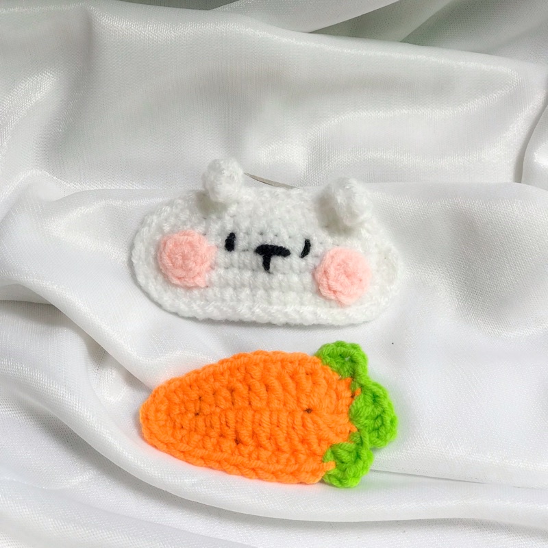 KẸP TÓC LEN THỎ & CÀ RỐT CHO BÉ- Kẹp tóc, cài tóc handmade, phụ kiện tóc, siêu hot, siêu xinh, siêu rẻ