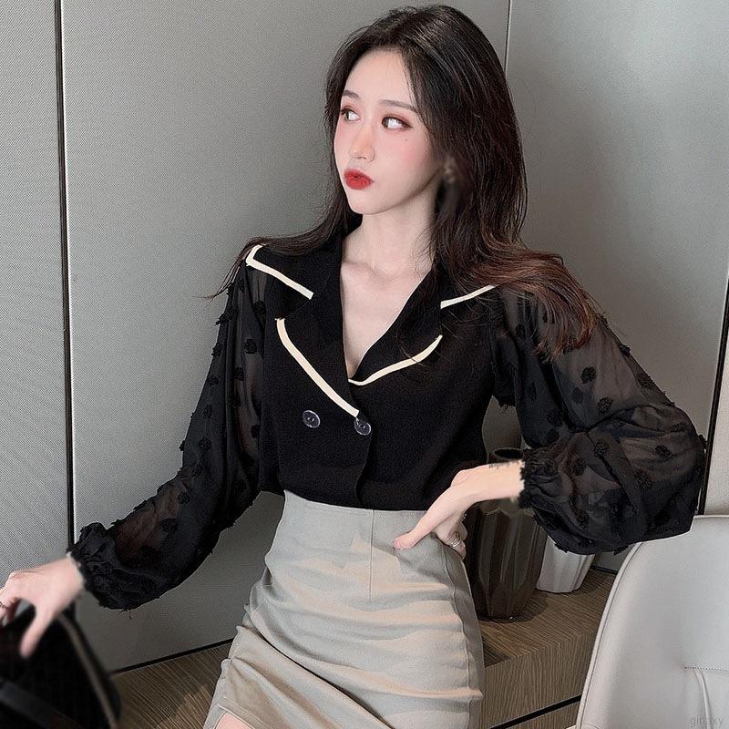 Áo Nữ Tay Dài Phối Lưới Thời Trang Hàn Quốc