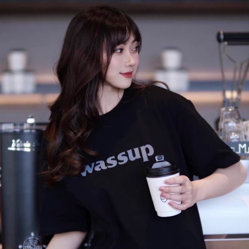 Áo thun unisex WASSUP phom rộng tay lỡ dành cho nam nữ