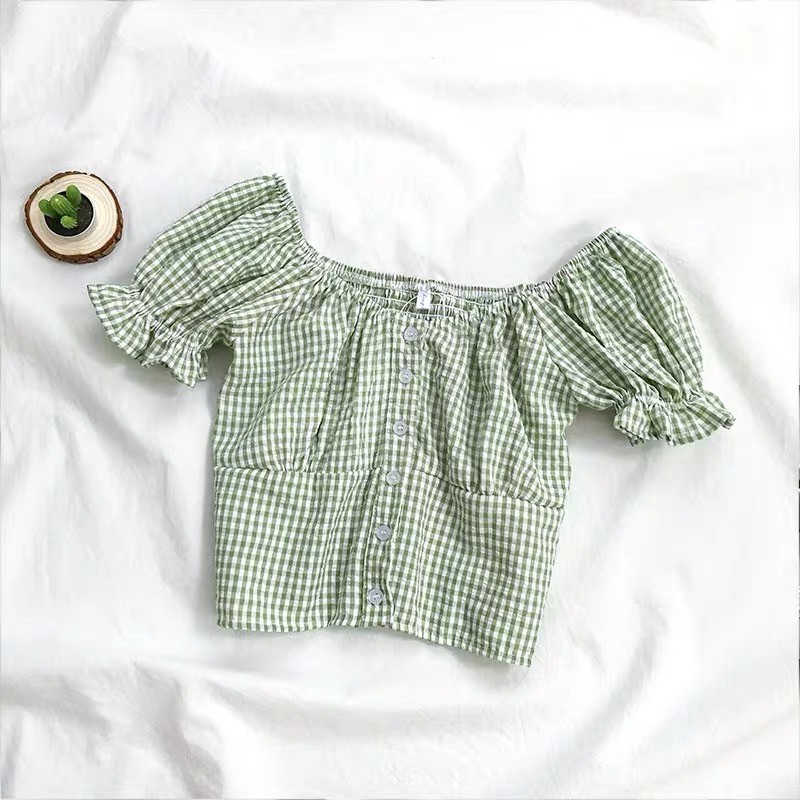 Áo Crop kẻ chun lưng 397 | BigBuy360 - bigbuy360.vn