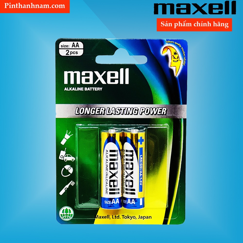 Pin AA Maxell alkaline 1.5V vỉ 2 viên LR6(GD)2B chính hãng