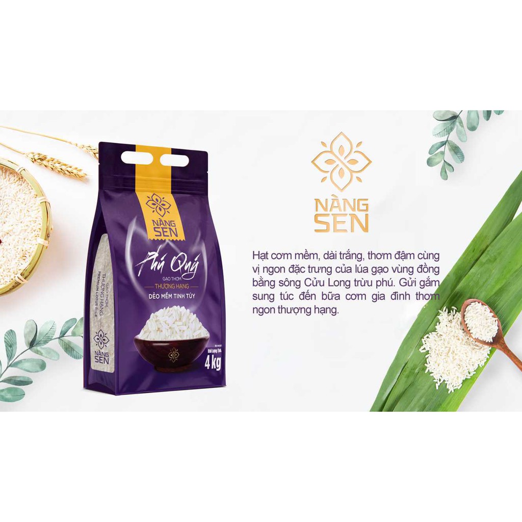 Gạo Lotus Rice Nàng Sen Phú Qúy túi 4kg 0