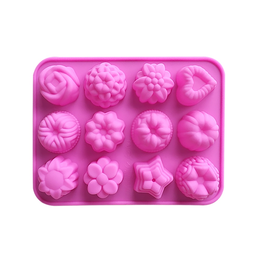 Khuôn Silicone 12 Ngăn Tạo Hình Bông Hoa Trang Trí Bánh