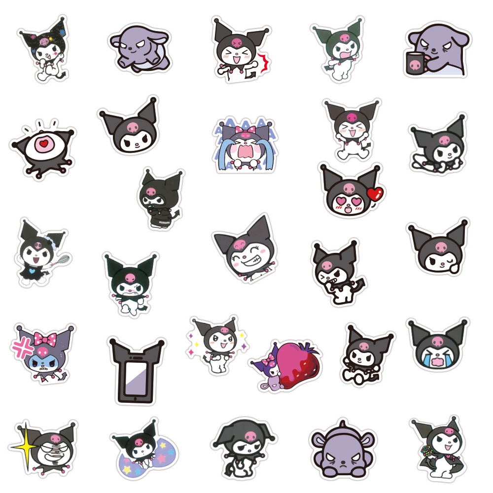 Set 100/50/25/10 Sticker Dán Trang Trí Hình Kuromi Hoạt Hình