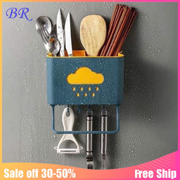 Ống đũa dán tường 2 ngăn thông minh hình đám mây