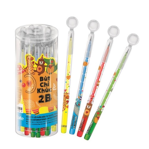 Bút Chì Khúc 2B/HB Kèm Đầu Tẩy DELI/ Classmate kèm nắp hình đáng yêu