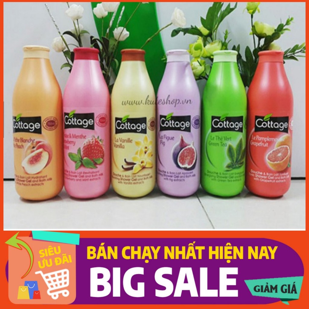 Sữa Tắm Dưỡng Thể Cottage💕💕FREESHIP💕💕 Sữa Tắm Trắng Da Cottage 750ml Của Pháp