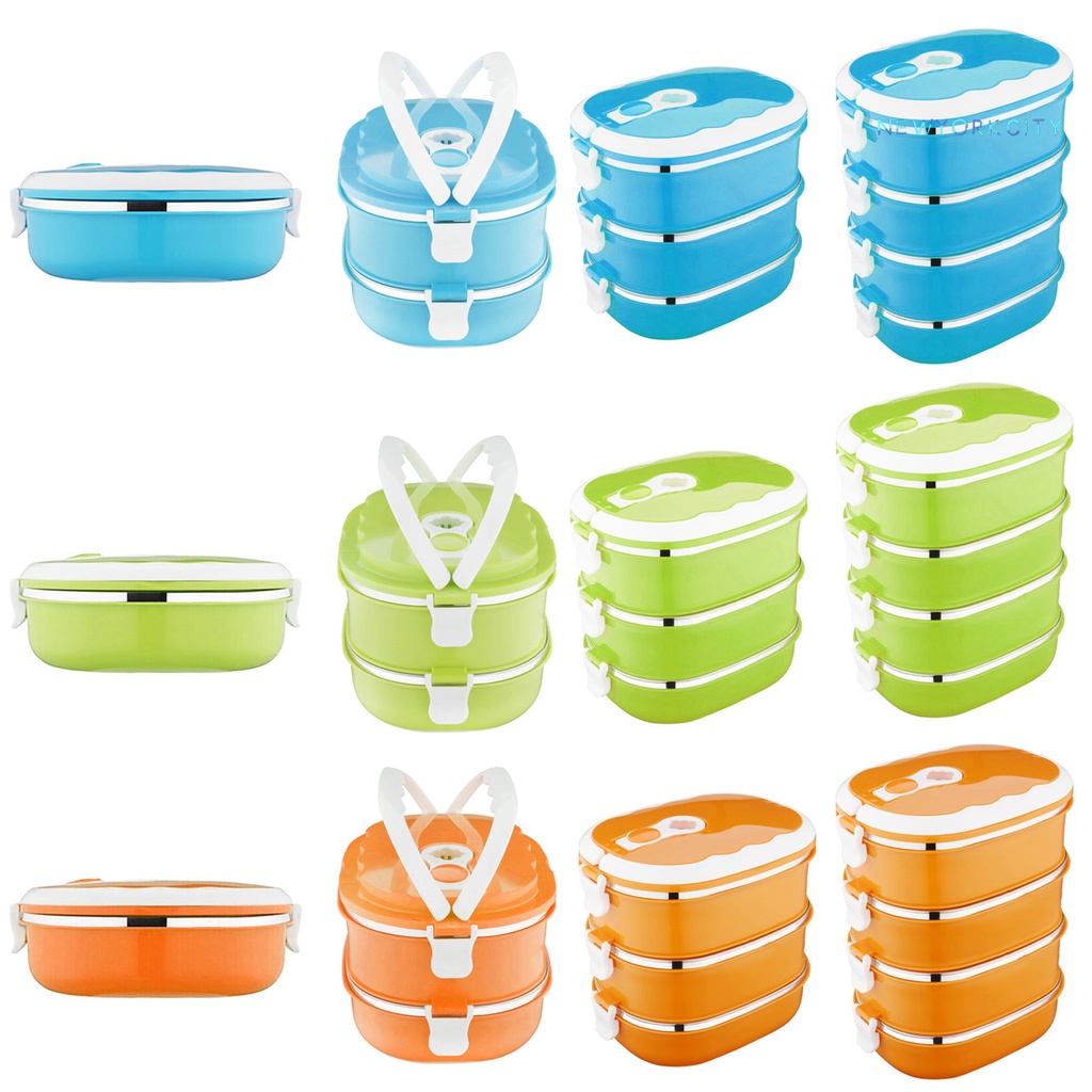 Hộp Đựng Thức Ăn Trưa NYC Bằng Thép Không Gỉ Chống Rò Rỉ Có Tay Cầm Cong