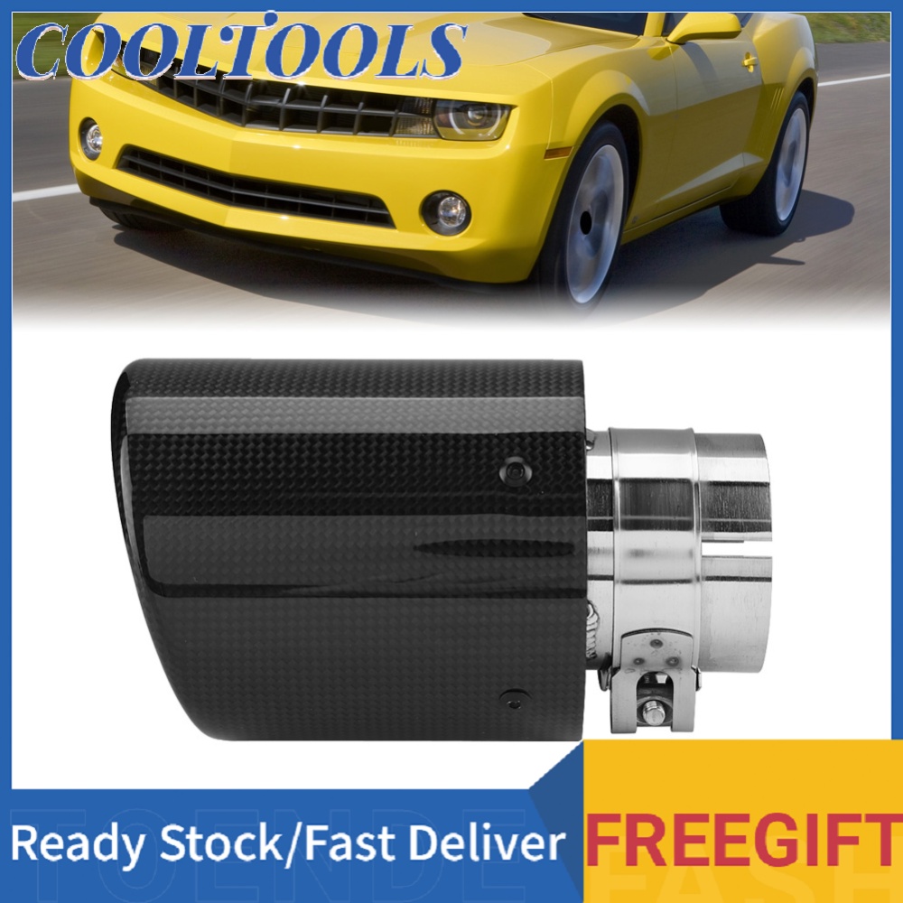 Carbon Fiber Style Car Modified Single Outlet Exhaust Pipe Muffler Tip Tail Throat 63-101mm
