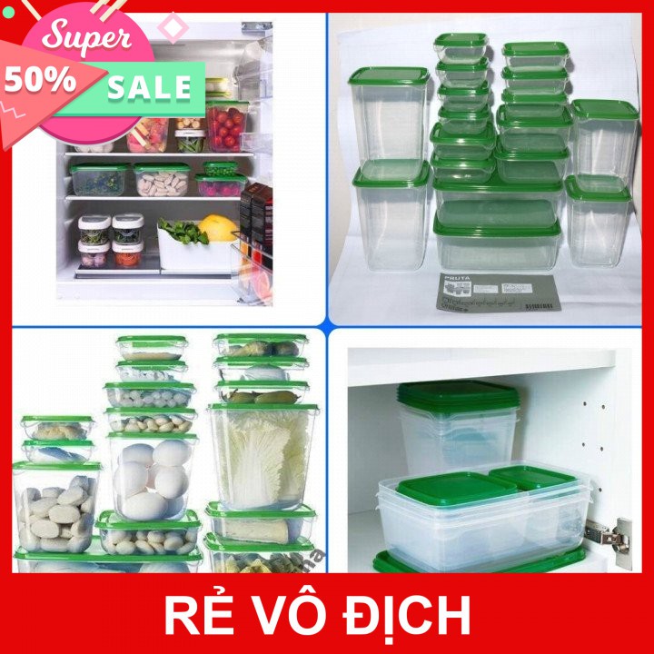 [Hot]-Bộ hộp nhựa 17 món để tủ lạnh tiện dụng