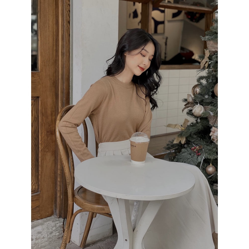 Áo len trơn basic cổ tròn LYRA, chất len mịn dáng suông dễ mix đồ-VSYAL0027