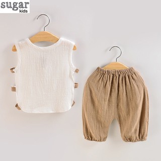 5% GIẢM [Freeship] Bộ Đũi Cộc Tay Bé Trai/ Bé Gái Cotton 100%, Mềm Mịn, Thoáng Mát.