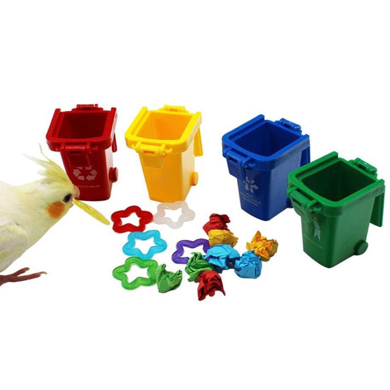 Set 4 Thùng Rác Mini Huấn Luyện Trí Thông Minh Cho Vẹt