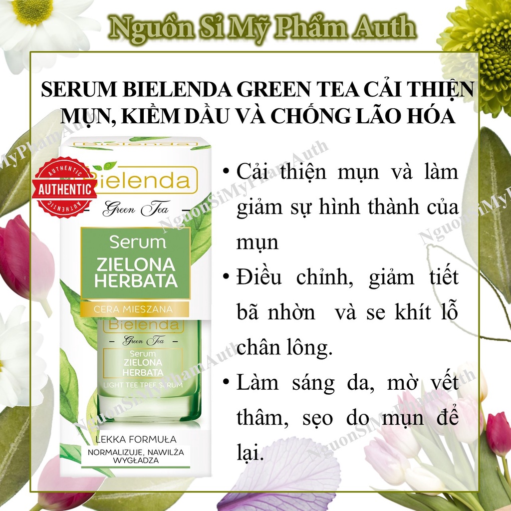 Serum Bielenda mần Trà Xanh Dành Cho Da Hỗn Hợp, Dầu, Mụn, Thâm, Điều Tiết Bã Nhờn