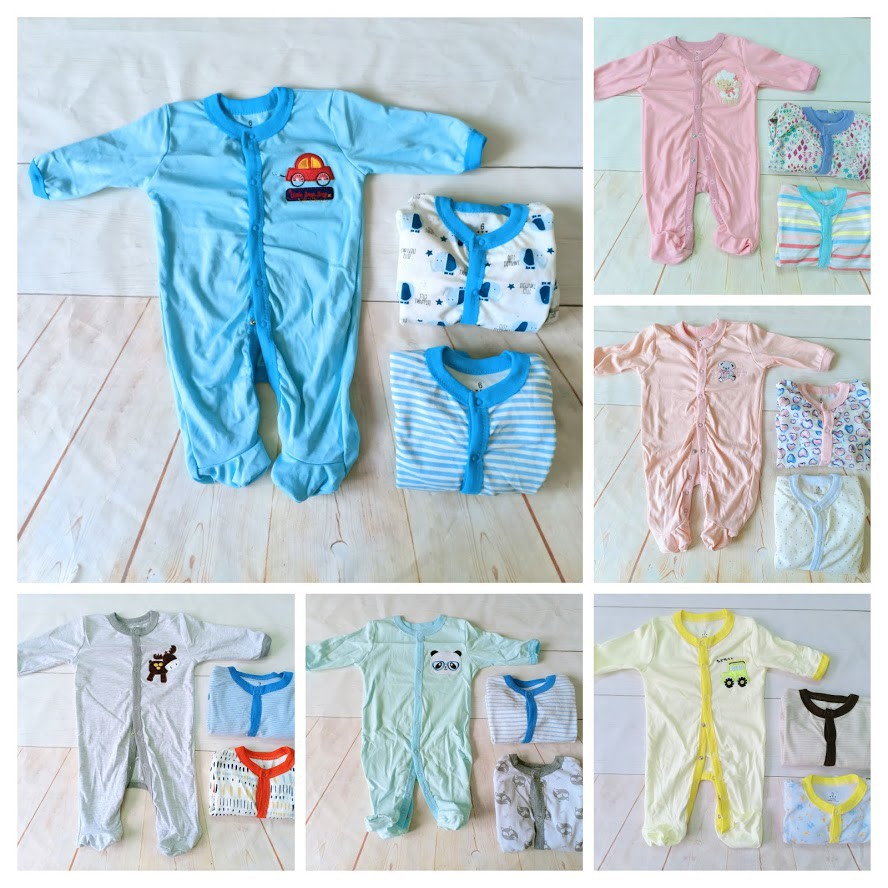 Set 3 bộ Body dài liền vớ CarterBaby cho bé 4-11kg/ Bodysuits em bé