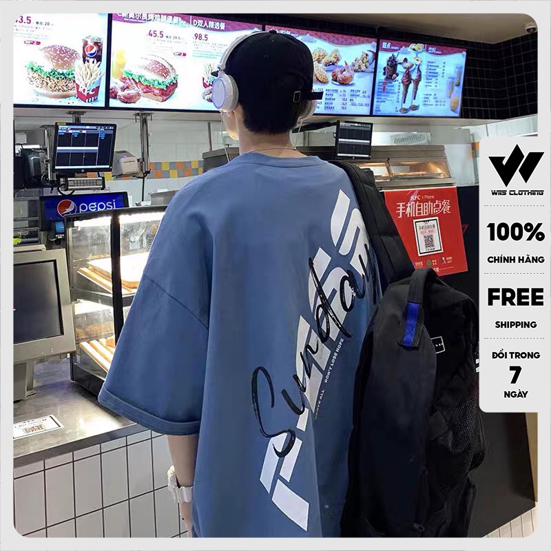 Áo thun tay lỡ WIIS phông form rộng Sunday pull nam nữ oversize cotton ulzzang