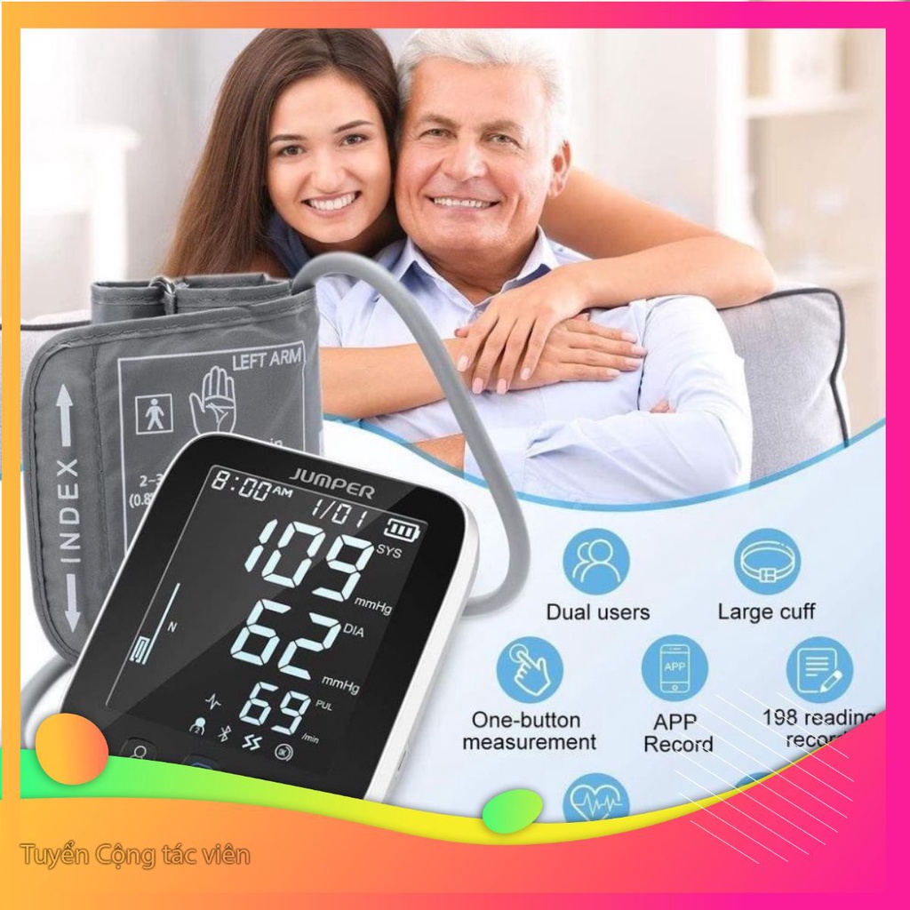 Máy đo huyết áp omron điện tử bắp tay Jumper JPD-HA121, Kết nối Bluetooth + APP