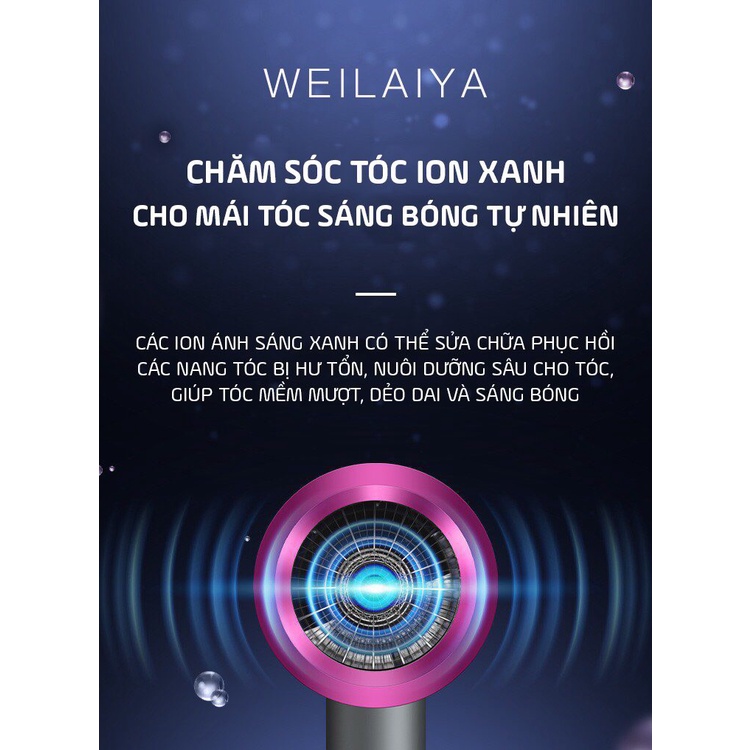 MÁY SẤY TÓC , TẶNG PHẨM WEILAIYA , CÔNG SUẤT 1800W ,ION 2 CHIỀU NÓNG LẠNH, NHANH KHÔ , KHÔNG QUÁ NÓNG , NHỎ , GỌN .