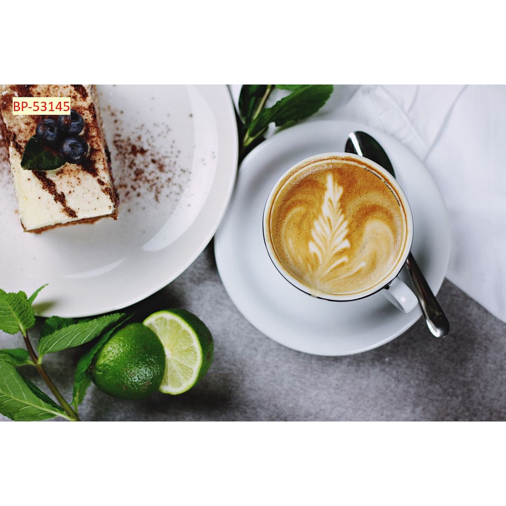 Tranh dán tường quán ăn Quán Cafe, Trà Sữa, Trang Trí Cửa Hàng