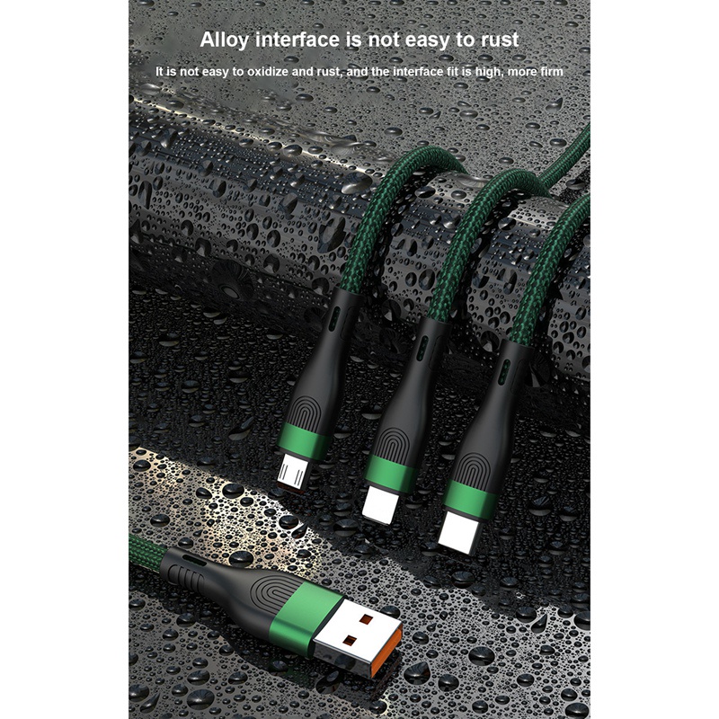 Cáp SạC Nhanh 5Ft 66W Cho Android Ios USB 3 Trong 1 Đa Năng