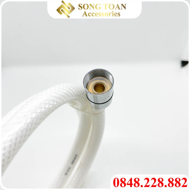 Dây Cấp Nước Dùng Cho Vòi Xịt & Vòi Sen - Ống Nhựa + Tán Ren 21 Đồng Thau Mạ Crom - Chiều Dài 120cm & 150cm