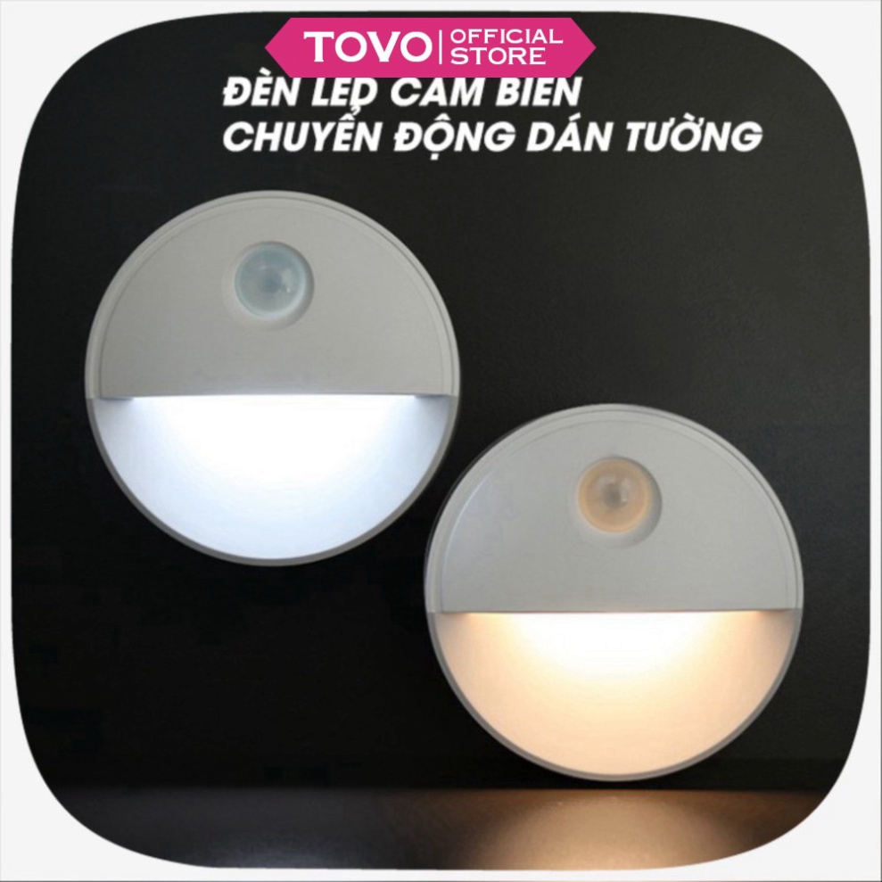 Đèn led cảm biến đèn ngủ cảm ứng chuyển động dùng pin AAA dán tường phòng ngủ cầu thang nhà bếp tiện lợi -tovo