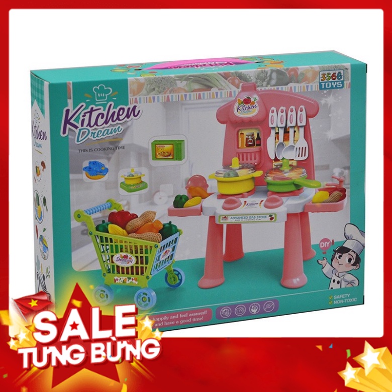 Đồ Chơi Nấu Ăn Kitchen Dream - Bộ Bếp Cho Bé Kèm Xe Để Đồ