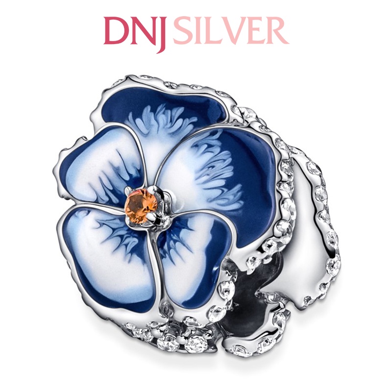 [Hàng cao cấp] Charm bạc 925 cao cấp, hàng chuẩn bạc - Charm Blue Pansy Flower thích hợp để mix vòng tay charm - DN057