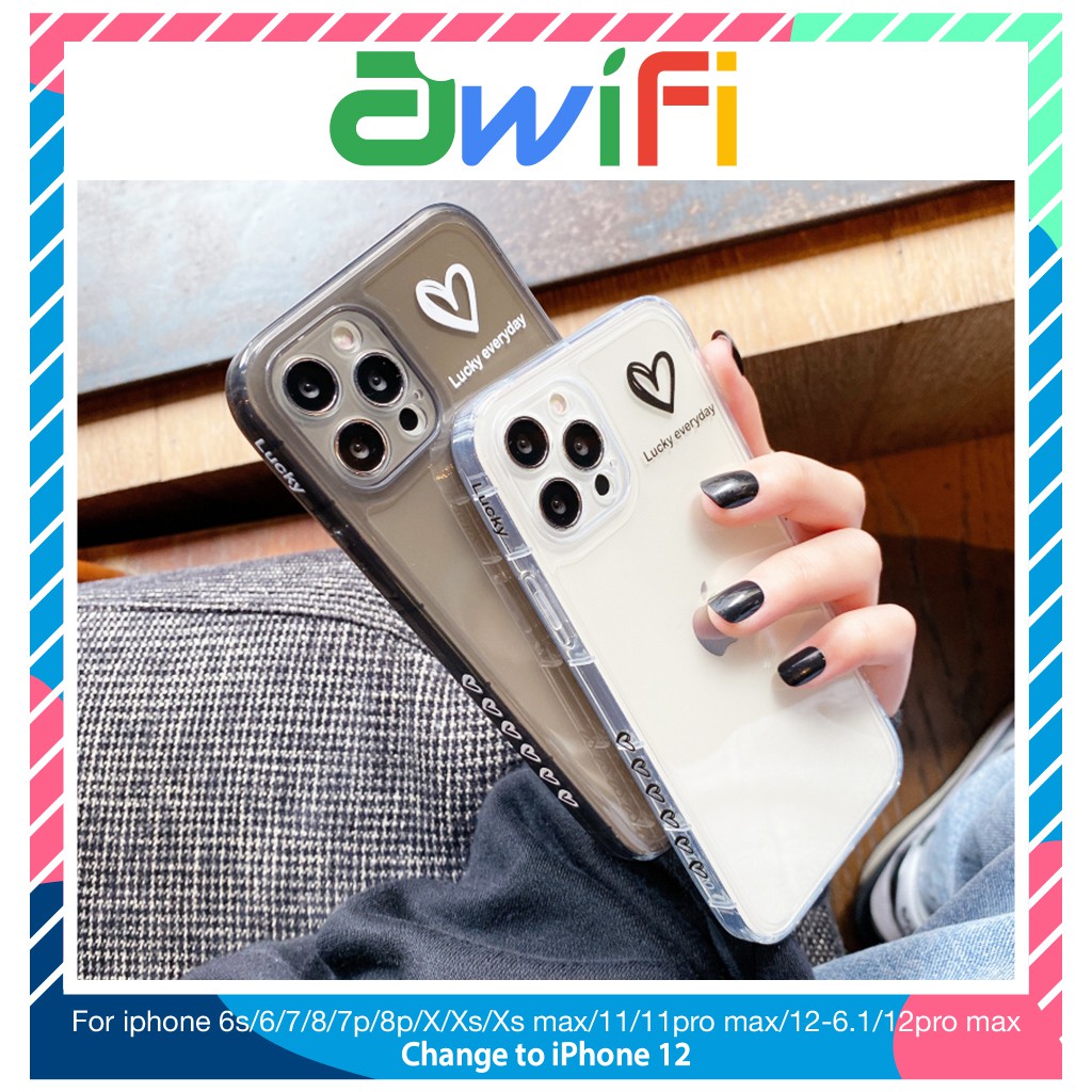 Ốp lưng iphone trong cạnh hình vuông BVC tim 6plus/6s/6splus/7/7plus/8/8plus/x/xs/11/12/pro/max/plus/promax-Awifi B3-12